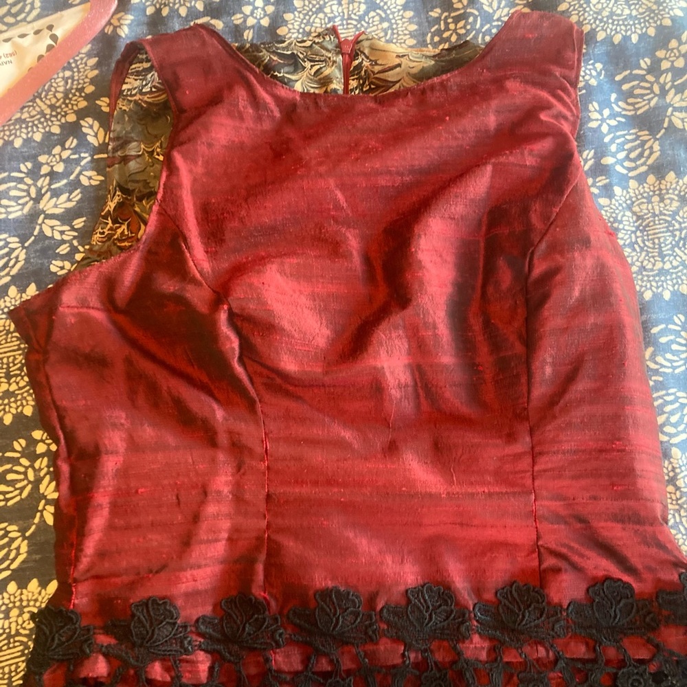 Red silk shantung special occasion top